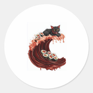 Adesivo Redondo Sushi Cat Dreams � Gatinho Quirky japonês de Comid