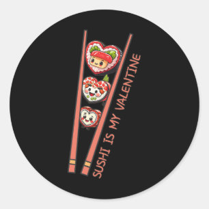 Adesivo Redondo Sushi É A Minha Namorados Escova De Coração Bestia