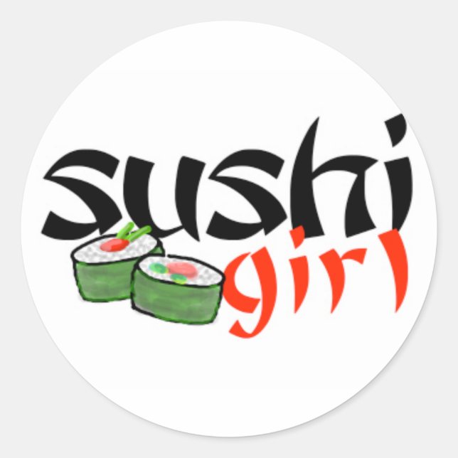 Adesivo Redondo Sushi Girl stickers (Frente)