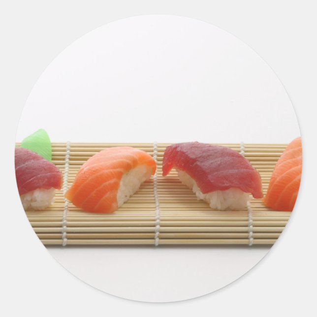 Adesivo Redondo Sushi Japonês Delicioso Comida Asiática Yummy (Frente)