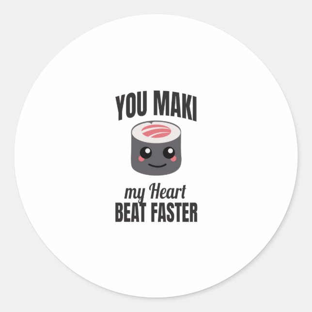 Adesivo Redondo Sushi Maki | Ideia do presente do Cozinhar japonês (Frente)