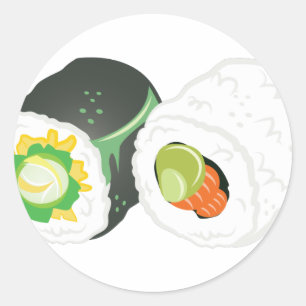 Adesivo Redondo Sushi Rolls