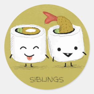 Adesivo Redondo Sushi Siblings