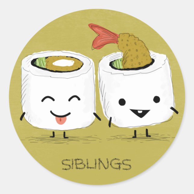 Adesivo Redondo Sushi Siblings (Frente)