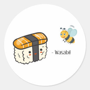 Adesivo Redondo Sushi Wasabi Bee
