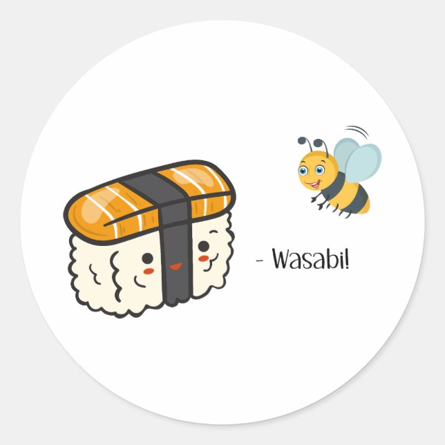 Adesivo Redondo Sushi Wasabi Bee (Frente)
