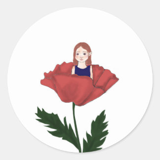 Adesivo Redondo Süßer Sticker - Blume - Mädchen - Basteln