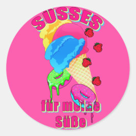 Adesivo Redondo SÜSSES für meine Süße Eis Eiscreme Donut Erdbeeren