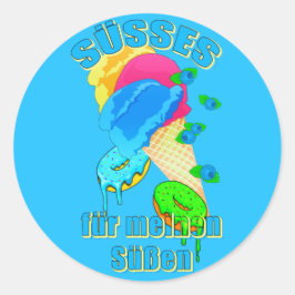 Adesivo Redondo SÜSSES für meinen Süßen Eis Donut Blaubeeren