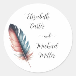 Adesivo Redondo Sussurros de Grace Feathered Elegance Minimalism