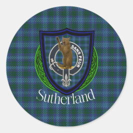 Adesivo Redondo Sutherland Scottish Clan Tartan & Crest