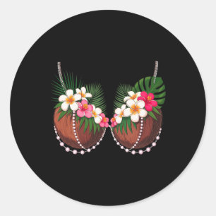 Adesivo Redondo Sutiã de Coco de Verão Engraçado Fantasia de Hallo
