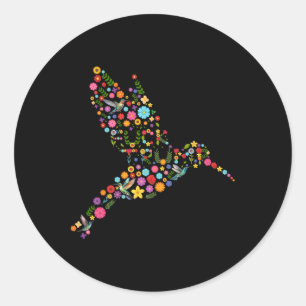 Adesivo Redondo Sutil Anti Trump Floral Hummingbird Mensagem Ocult