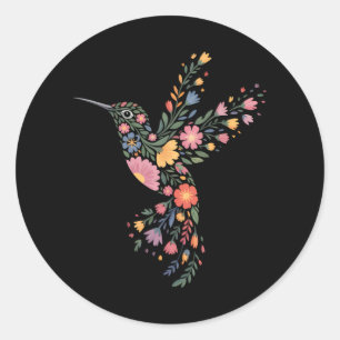 Adesivo Redondo Sutil Anti Trump Floral Hummingbird Mensagem Ocult