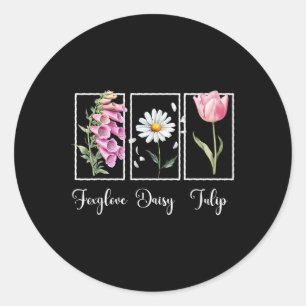 Adesivo Redondo Sutil Anti-Trump Floral Resiste Protesto Foxglove