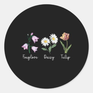 Adesivo Redondo Sutil Floral Anti Trump Digitalis Margarida Tulipa