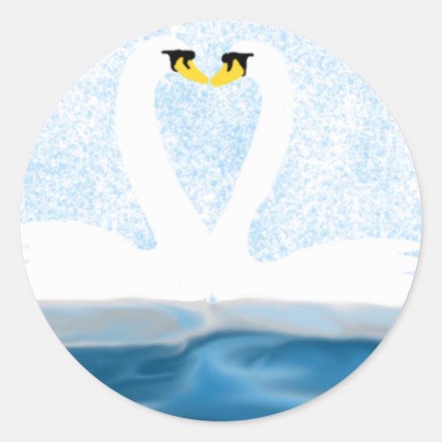 Adesivo Redondo Sutis Swans in Love (formas cardíacas) (Frente)