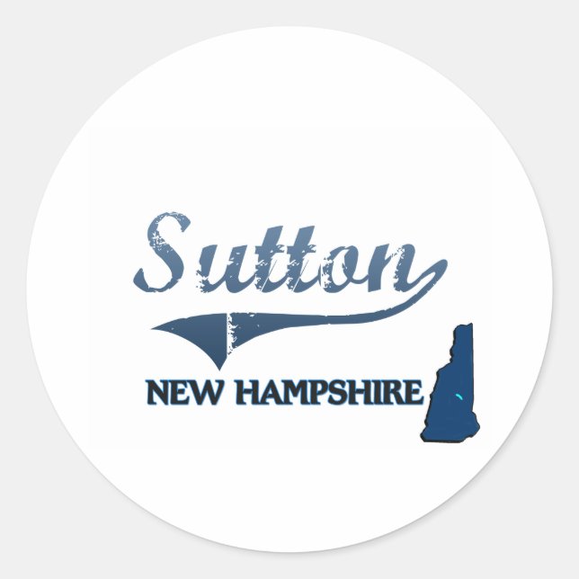 Adesivo Redondo Sutton New Hampshire City Classic (Frente)