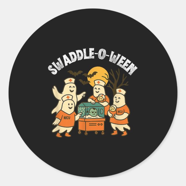 Adesivo Redondo Swaddle-o-ween Nicu Nurse Halloween Neonatal Fall  (Frente)