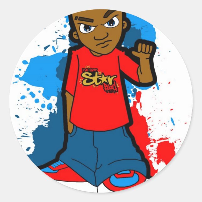 Adesivo Redondo Swagger de rua do Gangster de Star Ghetto (Frente)