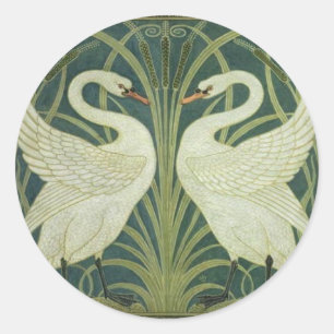 Adesivo Redondo Swan e Rush Art Nouveau Sticker