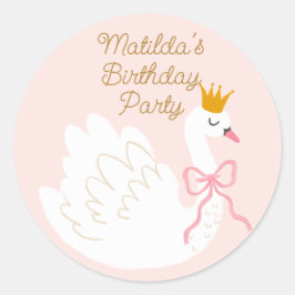 Adesivo Redondo Swan Princess Birthday