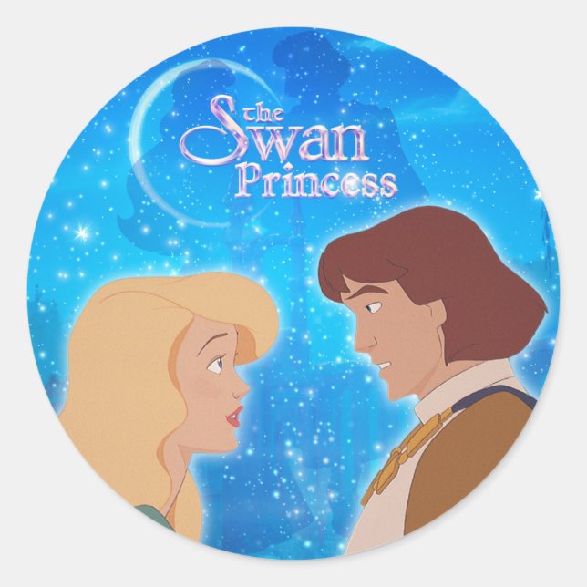 Adesivo Redondo Swan Princess Derek & Odette Stickers (Frente)