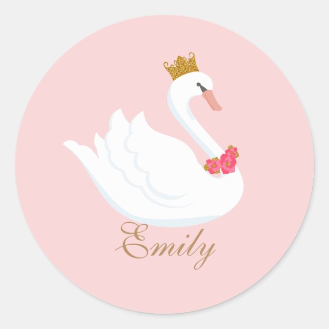 Adesivo Redondo Swan Princess Sticker (Frente)