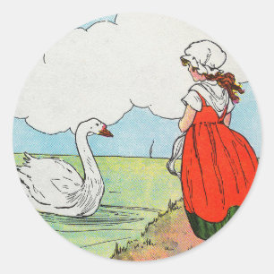 Adesivo Redondo Swan, Swan Sobre o Mar Mãe Ganha Rhyme