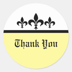 Adesivo Redondo Swankur Fleur De Lis Obrigado Stickers, Amarelo