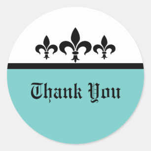 Adesivo Redondo Swankur Fleur De Lis Obrigado Stickers, Aqua
