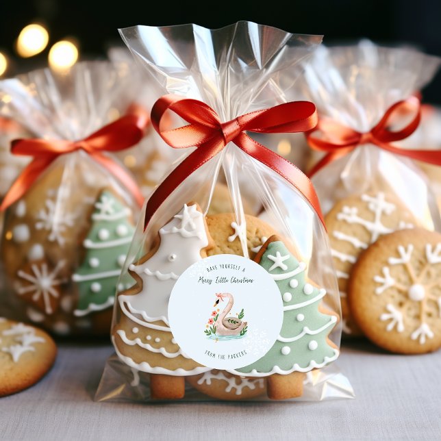 Adesivo Redondo Swans Nadando | 12 Dia de Férias de Natal (Criador carregado)