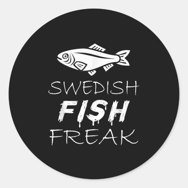 Adesivo Redondo Swedish Fish Freak In The Wild Funny  (Frente)