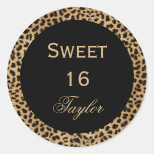 Adesivo Redondo Sweet 16 Leopard Sticker