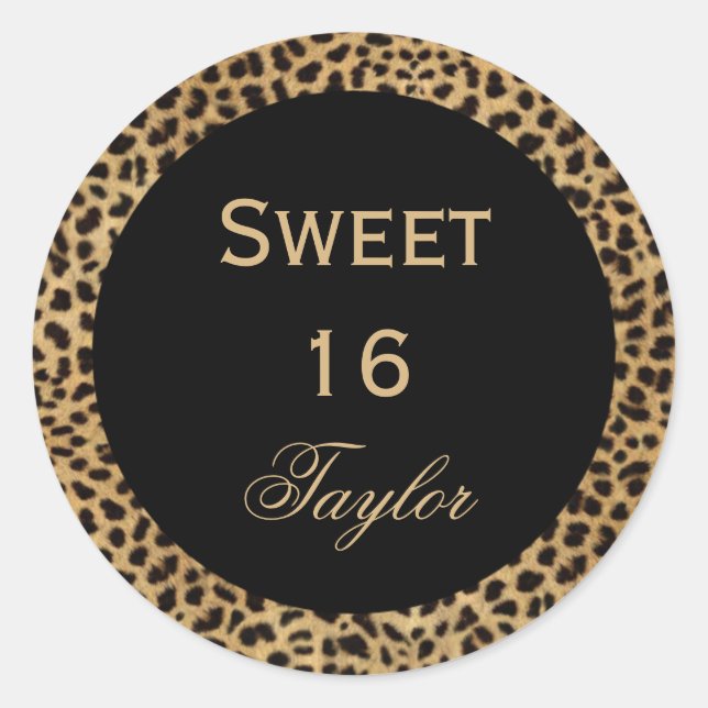 Adesivo Redondo Sweet 16 Leopard Sticker (Frente)