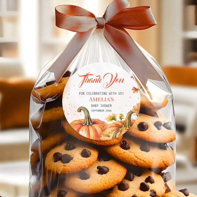 Adesivo Redondo Sweet Autumnal Watercolor Round Pumpkin Thank You (Criador carregado)