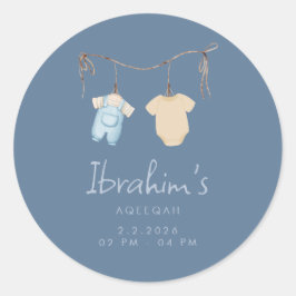 Adesivo Redondo Sweet Baby Boy Aqeeqah Favor Sticker