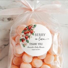 Adesivo Redondo Sweet Berry in Love Strawberry Bridal Shower