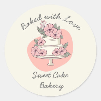 Adesivo Redondo Sweet Cake Bakery Baked with love
