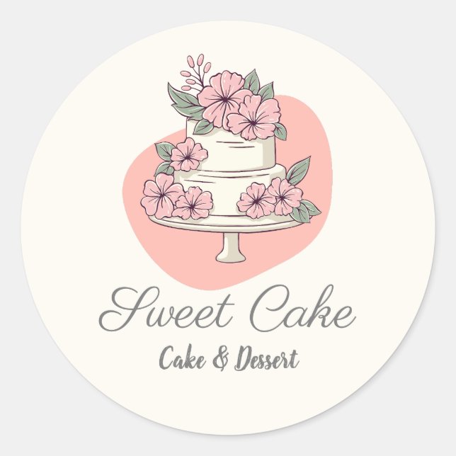 Adesivo Redondo Sweet Cake Bakery Cake & Dessert Logo (Frente)