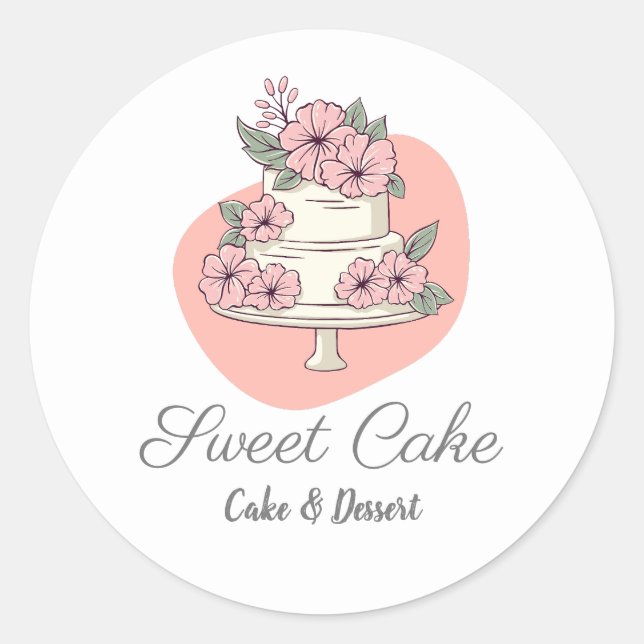 Adesivo Redondo Sweet Cake Bakery Cake & Dessert Logo (Frente)