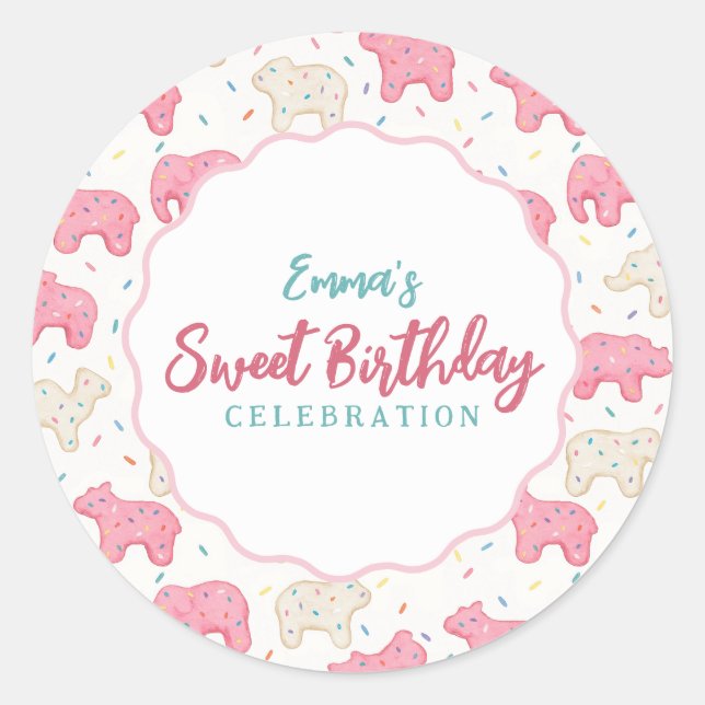 Adesivo Redondo Sweet Frosted Animal Cookies Birthday (Frente)