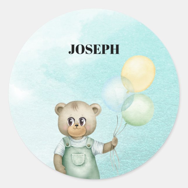 Adesivo Redondo Sweet green baby bear baby (Frente)