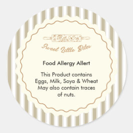 Adesivo Redondo Sweet Little Bites Bakery Food Allergy Allert