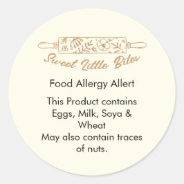 Adesivo Redondo Sweet Little Bites Bakery Food Allergy Allert