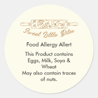 Adesivo Redondo Sweet Little Bites Bakery Food Allergy Allert