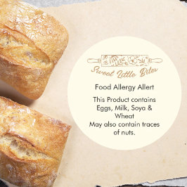 Adesivo Redondo Sweet Little Bites Bakery Food Allergy Allert