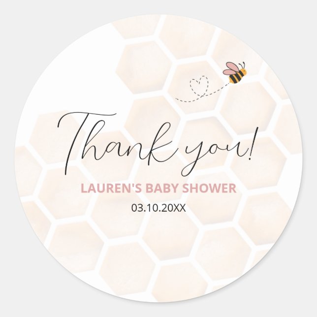 Adesivo Redondo Sweet Little Honey Baby Shower Thank You Sticker (Frente)