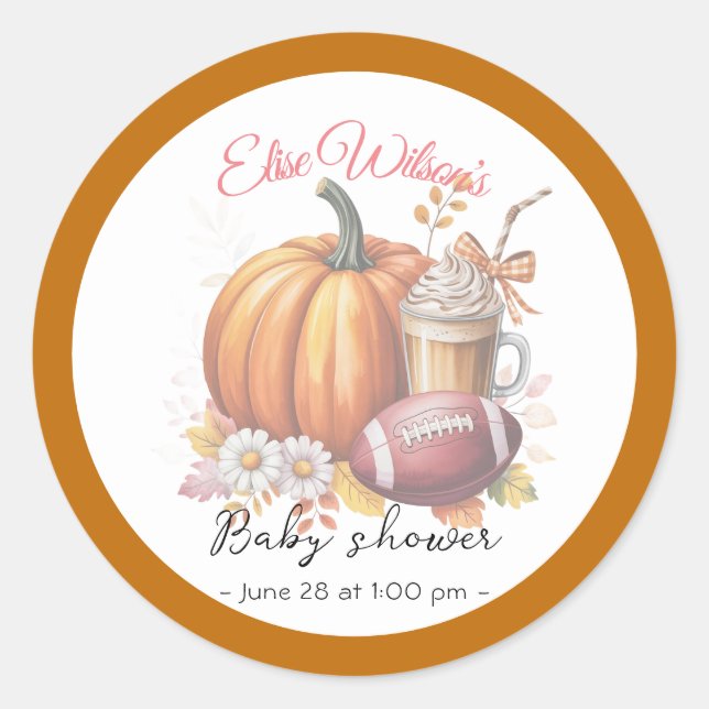 Adesivo Redondo Sweet little pumpkin is on the way (Frente)