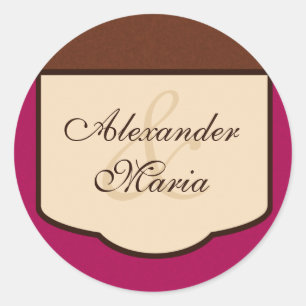 Adesivo Redondo Sweet Mocha & Fuchsia Wedding Envelope Seals